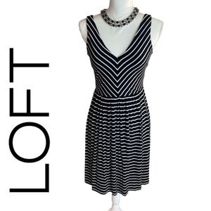 A.Taylor LOFT Black/White Striped Sleeveless Dress